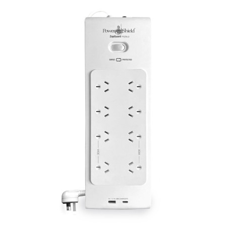 PowerShield PSZ8U2 ZapGuard 8 Way Power Surge Filter Board, USB A / C  Connectors, Wide Spaced Sockets, Wall Mountable,$60,000 C