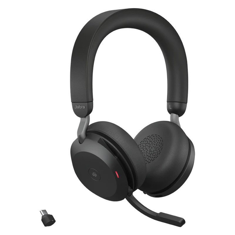Jabra Evolve2 75 MS ANC Stereo Bluetooth Headset (USB-C Dongle + Charging Stand)
