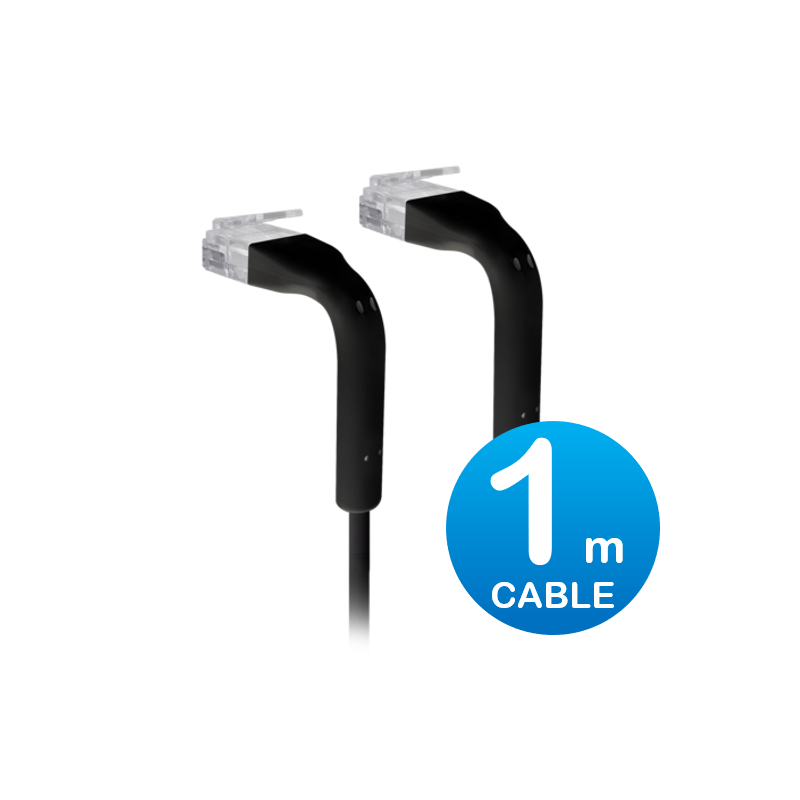 Ubiquiti UniFi Patch Cable 1m Black - Both End Bendable to 90 Degree - RJ45 Ethernet Cable - Cat6 - Ultra-Thin 3mm Diameter U-Ca
