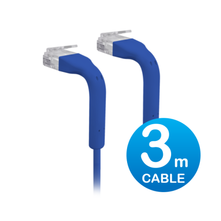 Ubiquiti UniFi Patch Cable 3m Blue - Both End Bendable to 90 Degree - RJ45 Ethernet Cable - Cat6 - Ultra-Thin 3mm Diameter U-Cab