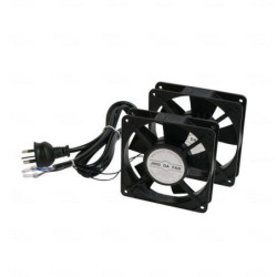 LDR 2 Way Fan Kit with power switch - 2x Fans - Black Metal Construction - For Installation in LDR Hinged & Single Section Racks