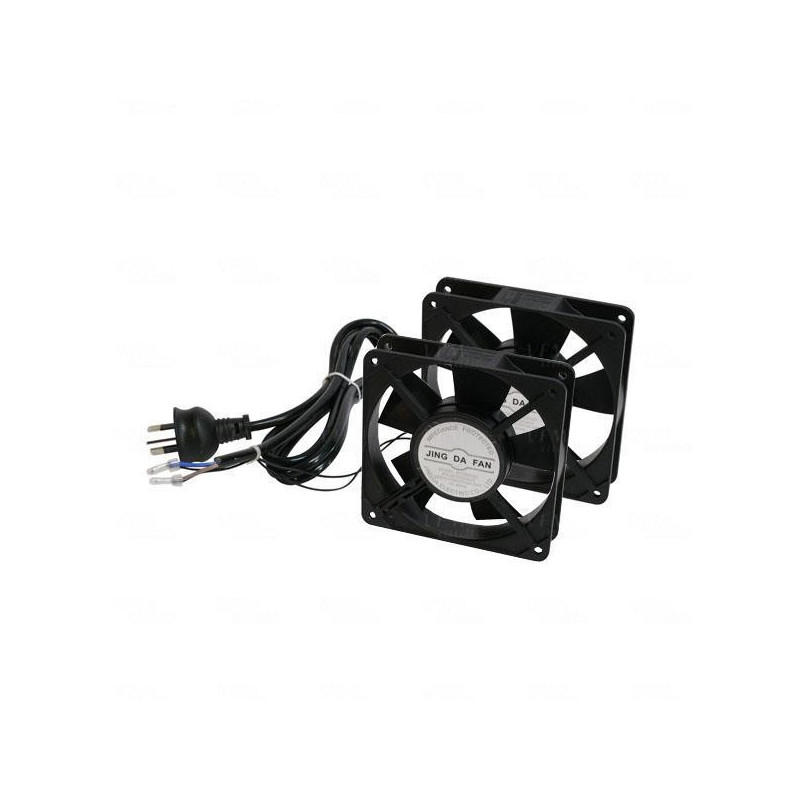 LDR 2 Way Fan Kit with power switch - 2x Fans - Black Metal Construction - For Installation in LDR Hinged & Single Section Racks