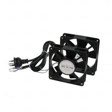 LDR 2 Way Fan Kit with power switch - 2x Fans - Black Metal Construction - For Installation in LDR Hinged & Single Section Racks