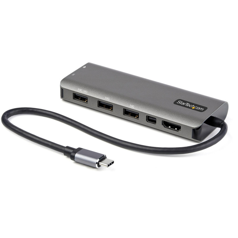 StarTech USB C Multiport Adapter - USB-C to HDMI or Mini DisplayPort 4K 60Hz - 100W Power Delivery Pass-Through - 4-Port 10Gbps 