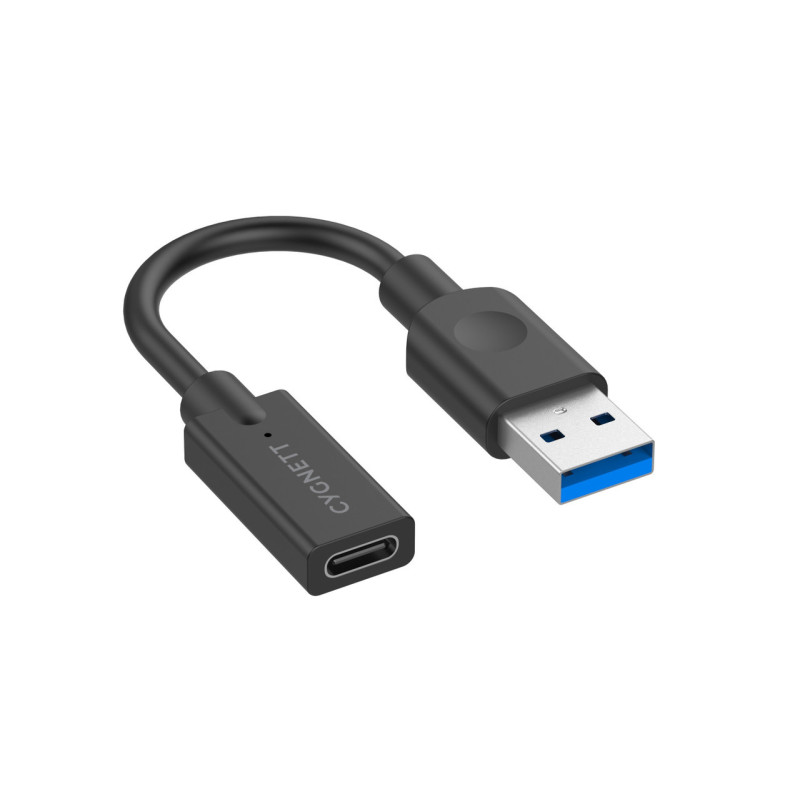 Cygnett Essential 10cm USB-A Male to USB-C Female Cable Adapter - Black (CY3321PCUSA) - High speed 5GBPS - Compact - lightweight