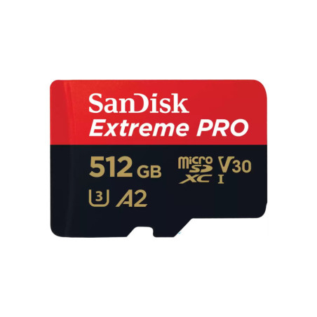 SanDisk Extreme Pro MicroSDxc - Sqxcd 512GB - V30 - U3 - C10 - A2 - Uhs-I - 200Mb/S R - 140Mb/S W - 4X6 - Sd Adaptor - Lifetime 