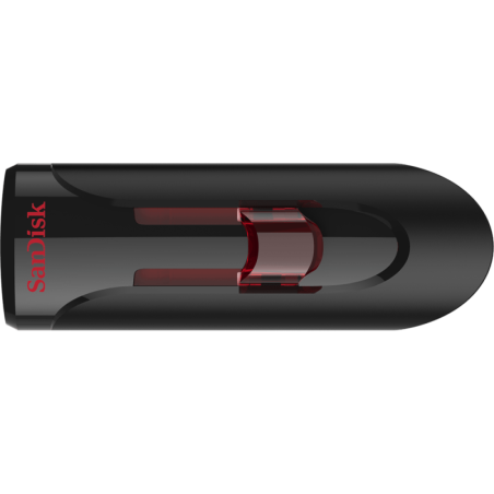 SanDisk Cruzer Glide 3.0 USB Flash Drive - Cz600 256GB - USB3.0 - Black With Red Slider - Retractable Design - 5Y