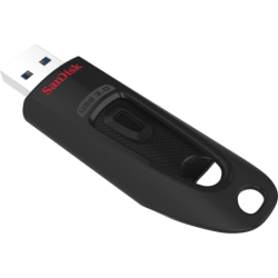 SanDisk Ultra USB 3.0 Flash Drive - Cz48 64GB - USB3.0 - Black - Stylish Sleek Design - 5Y