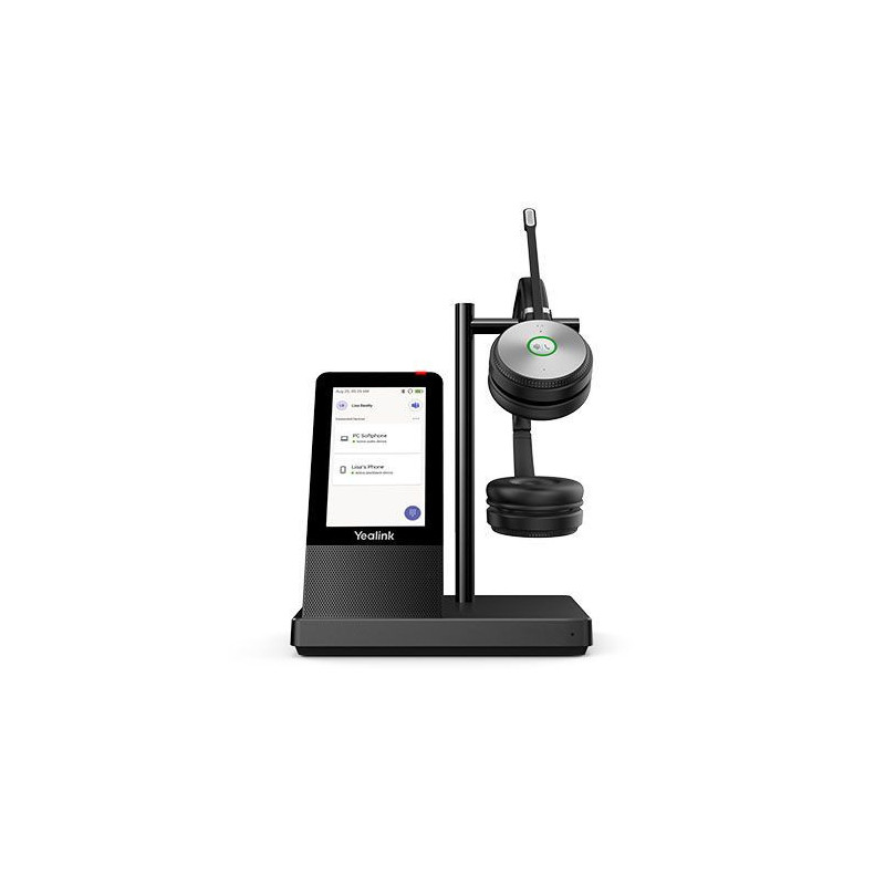 Yealink WH66 Dual Teams Edition DECT Wirelss Headset With Touch Screen - Busylight On Headset - Leather Ear Cushions