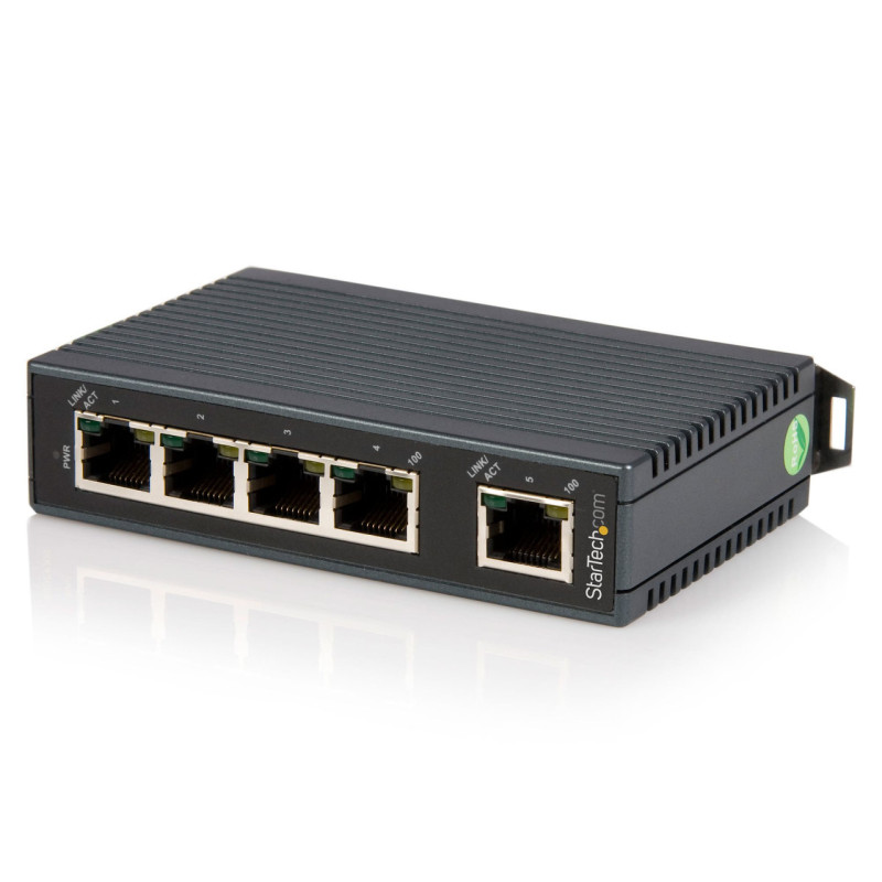 StarTech 5 Pt Unmanaged Network Switch - DIN Rail Mount - IP30 Rated
