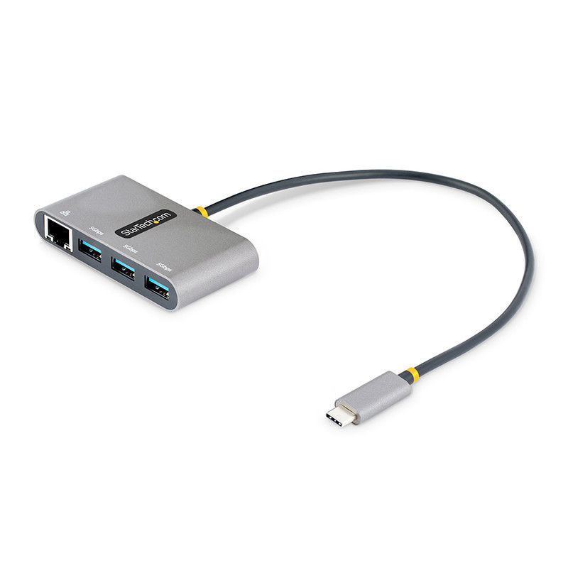 3-Port USB-C Hub with Ethernet Portable
